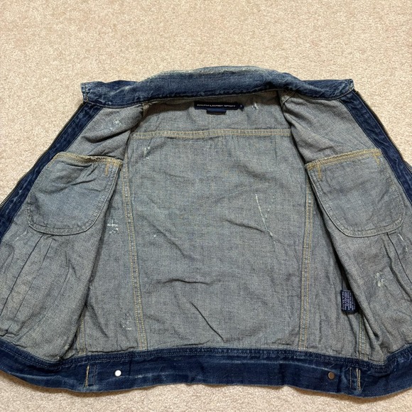 Vtg Ralph Lauren Sport Denim Jacket Womens Medium Blue Full Zip Trucker Western - Picture 5 of 16